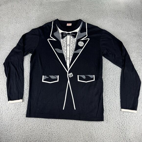 VTG 80s Tuxedo T Shirt Size Large Rock & Roll USA Halloween Cosplay Dress‎ up - Picture 1 of 10